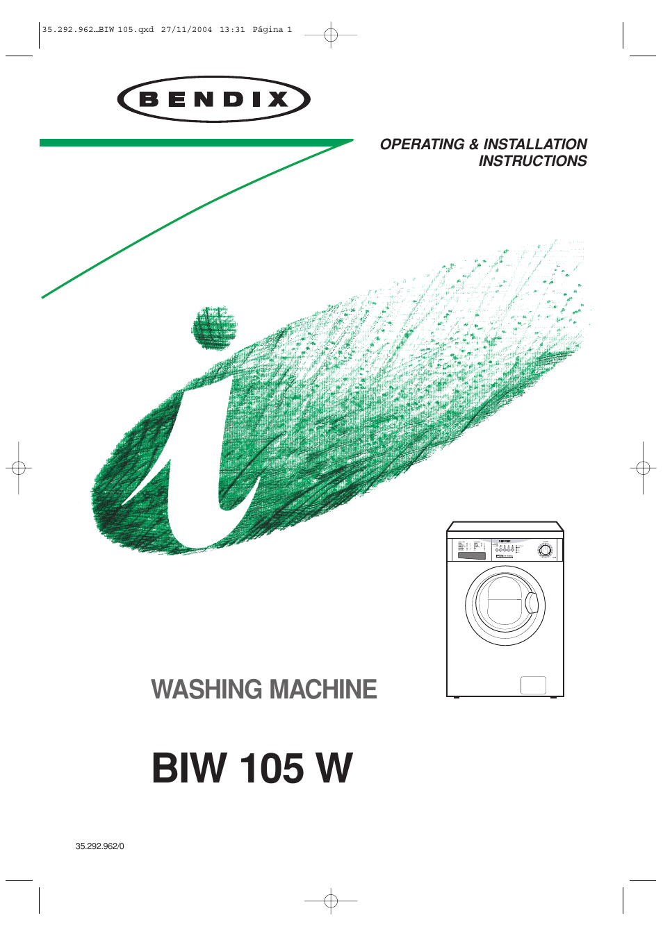 Tricity Bendix BIW 105 W User Manual | 28 pages