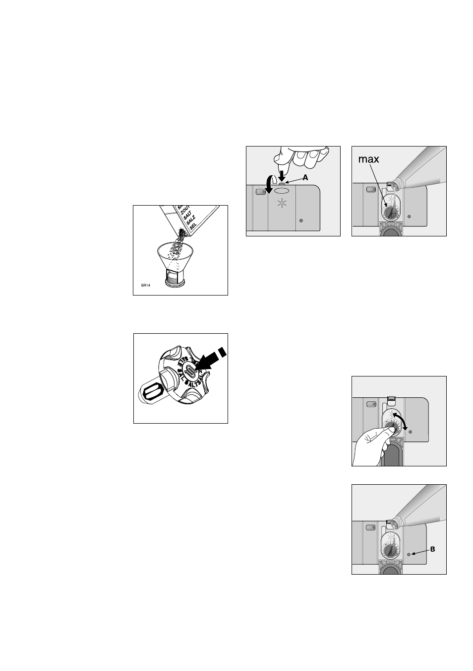 Filling with dishwasher salt, Rinse aid, Filling with rinse aid | Adjusting the dose | Tricity Bendix BDW 55 User Manual | Page 7 / 20