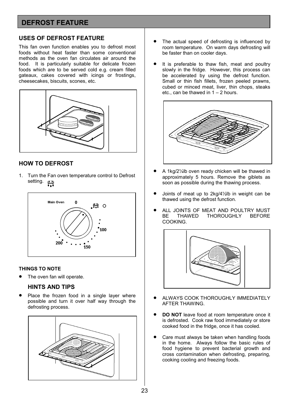 Defrost feature | Tricity Bendix MDB700 User Manual | Page 23 / 32