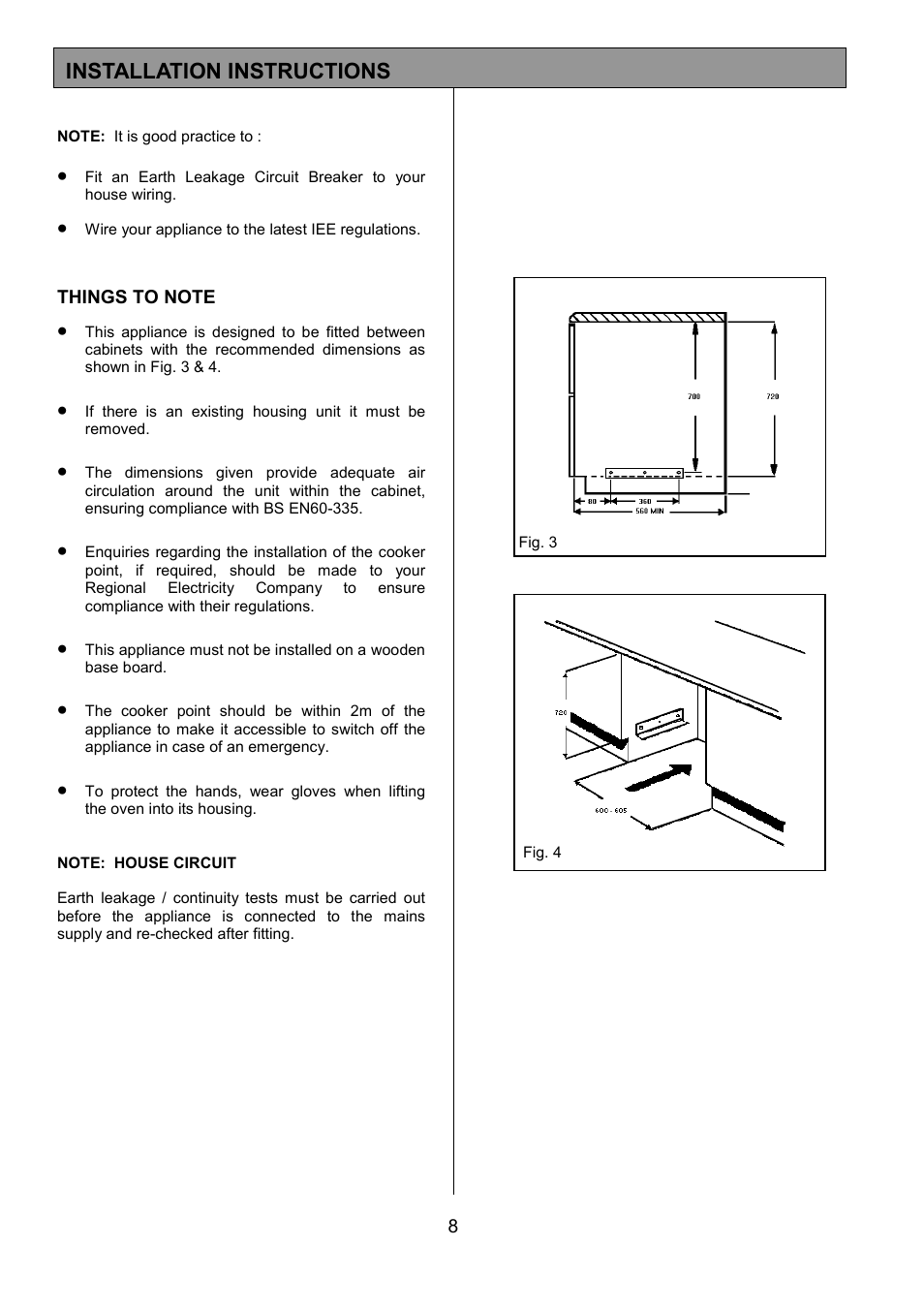 Installation instructions | Tricity Bendix MDB700 User Manual | Page 8 / 32