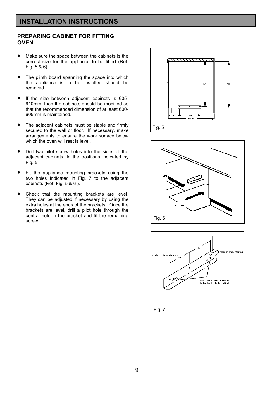 Installation instructions | Tricity Bendix MDB700 User Manual | Page 9 / 32