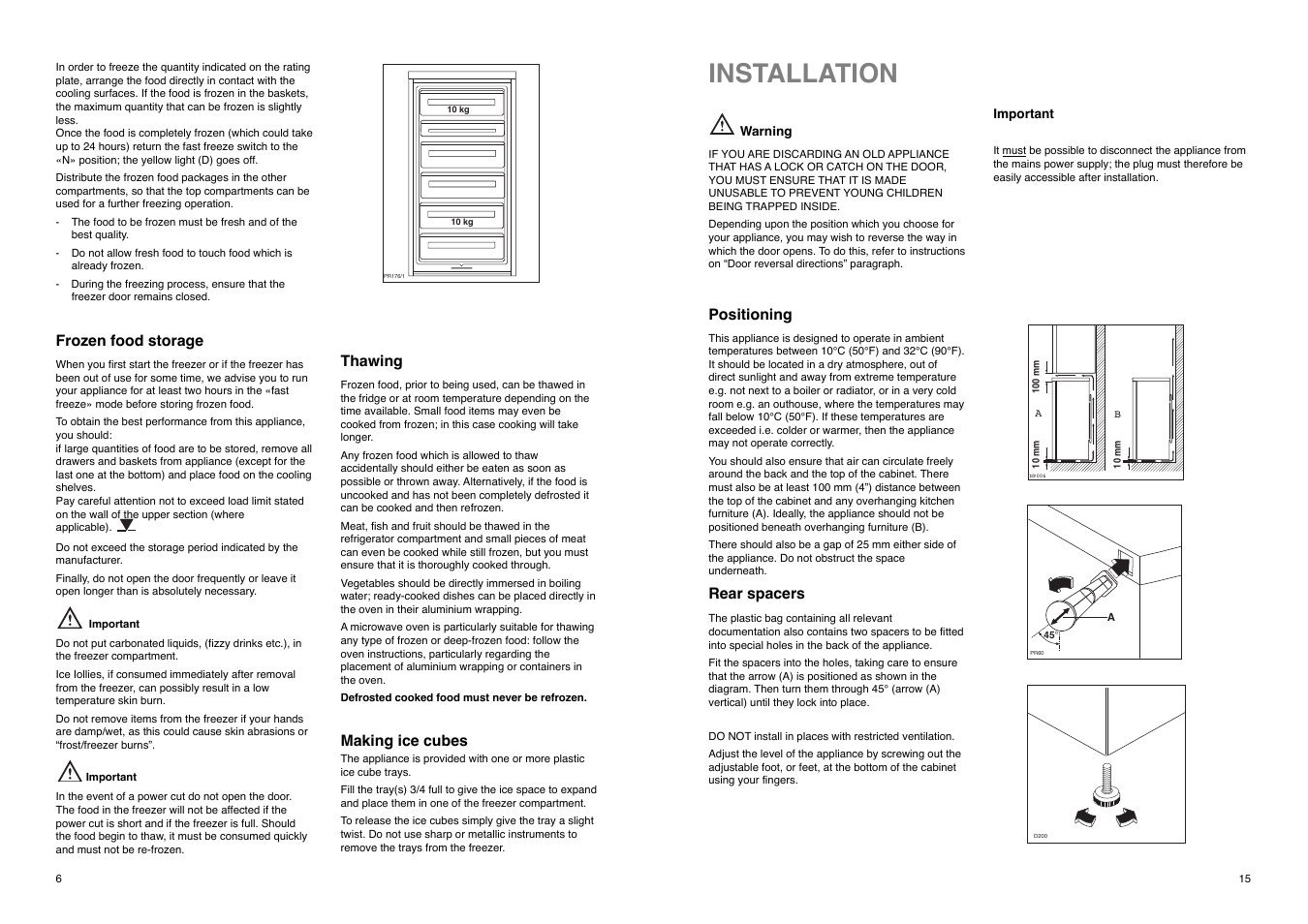 Installation | Tricity Bendix TB 85 F User Manual | Page 15 / 20