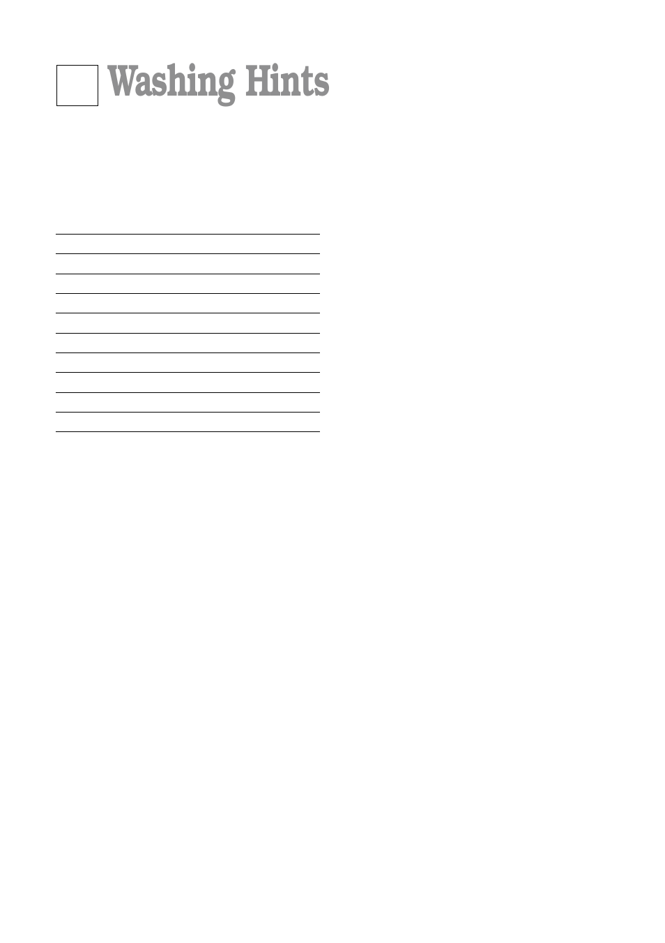 Washing hints | Tricity Bendix BIW 102 User Manual | Page 12 / 32