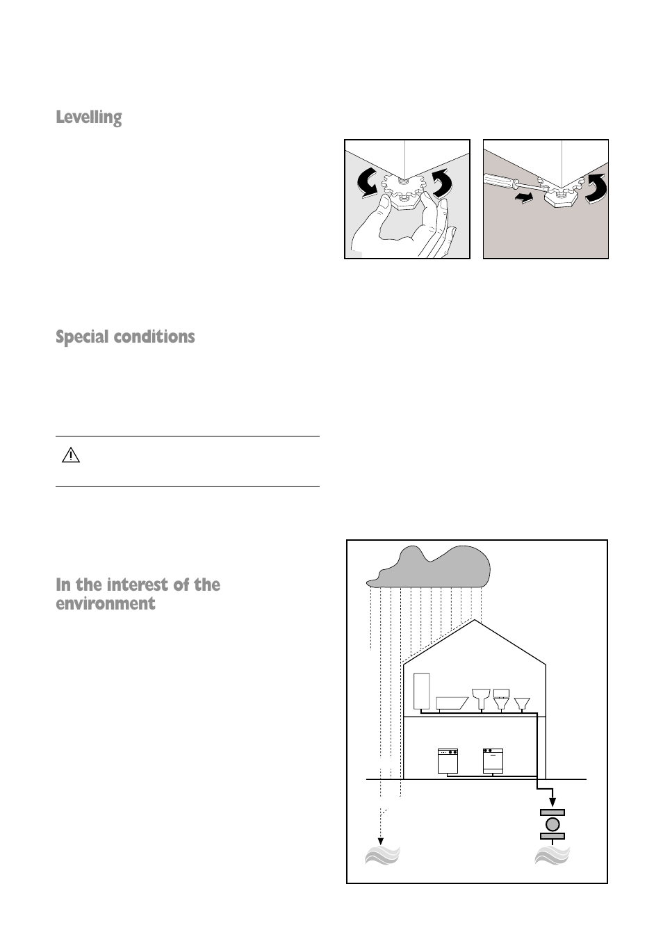 Levelling, Special conditions | Tricity Bendix BIW 102 User Manual | Page 29 / 32