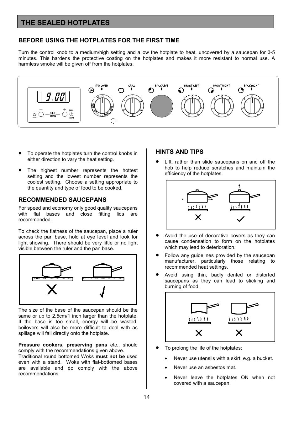 The sealed hotplates | Tricity Bendix SE323 User Manual | Page 14 / 32