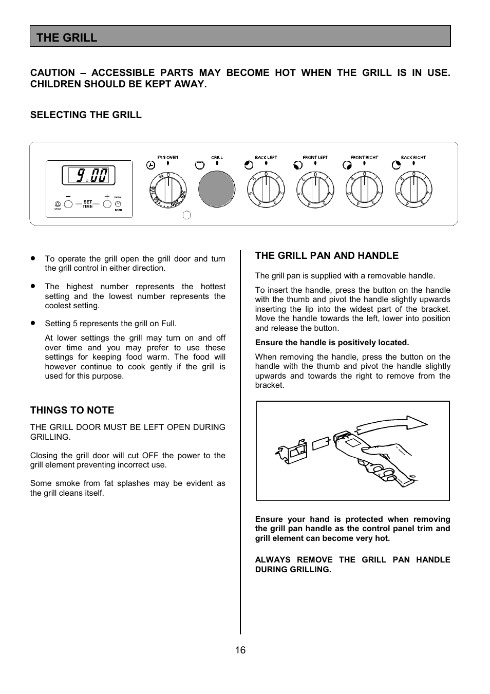 The grill | Tricity Bendix SE323 User Manual | Page 16 / 32