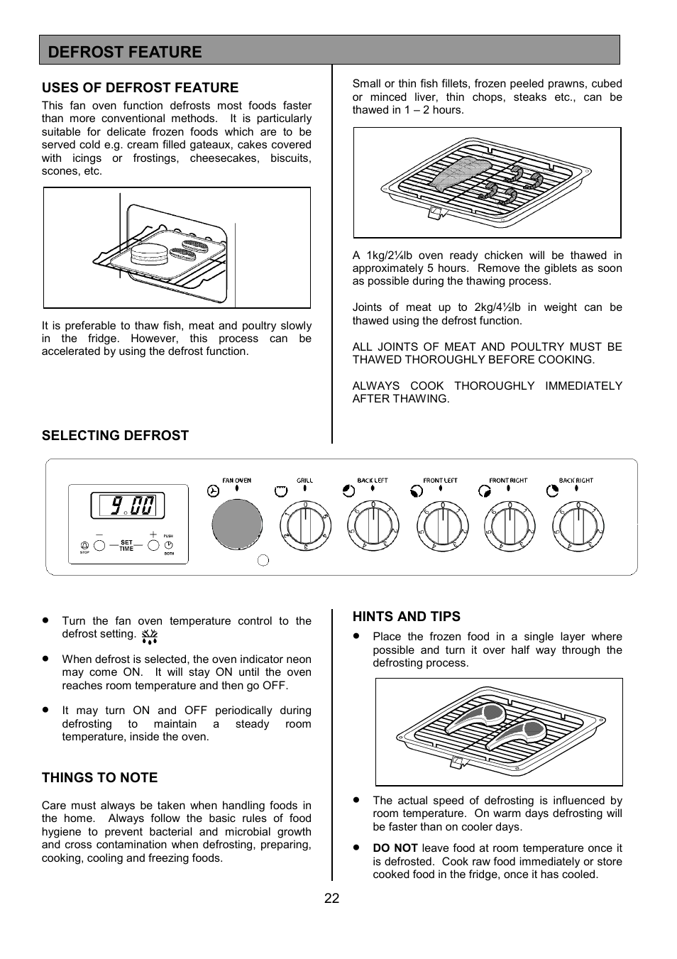 Defrost feature | Tricity Bendix SE323 User Manual | Page 22 / 32