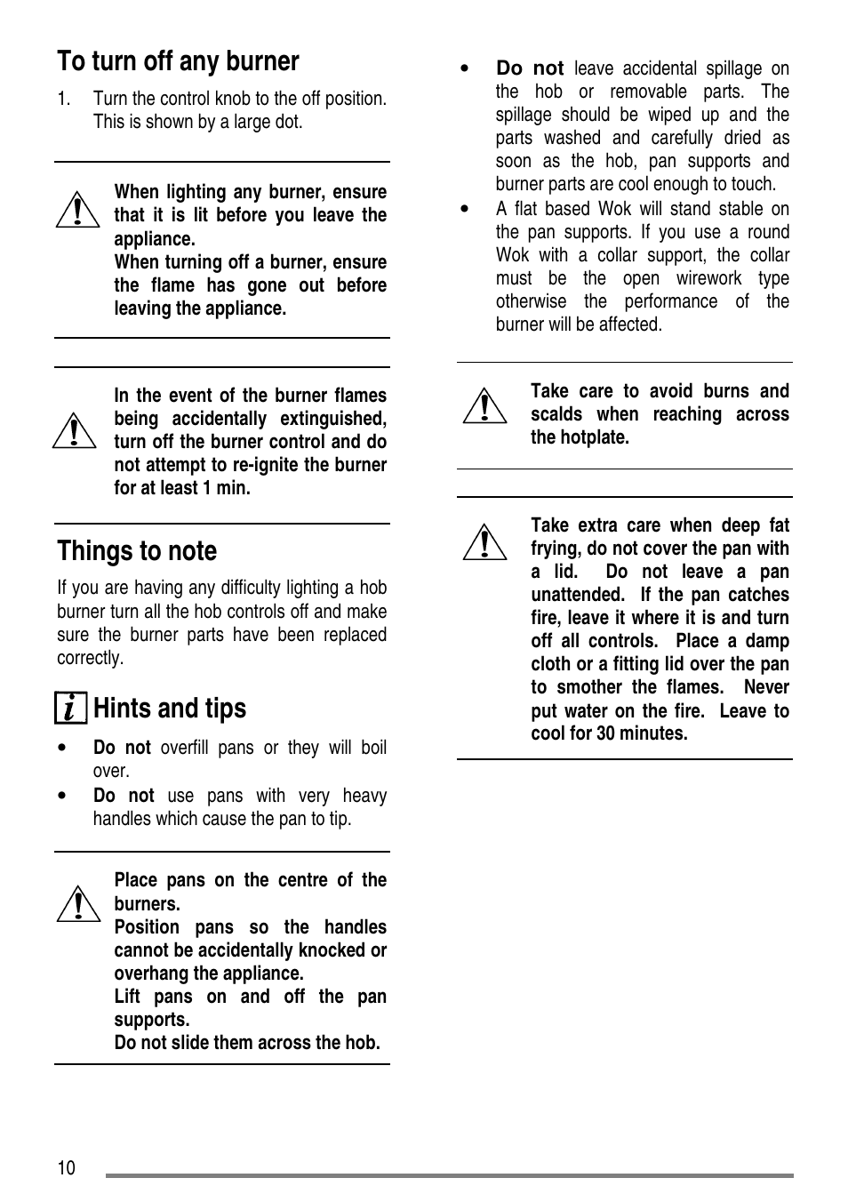 Hints and tips | Tricity Bendix SG550/1 User Manual | Page 10 / 44