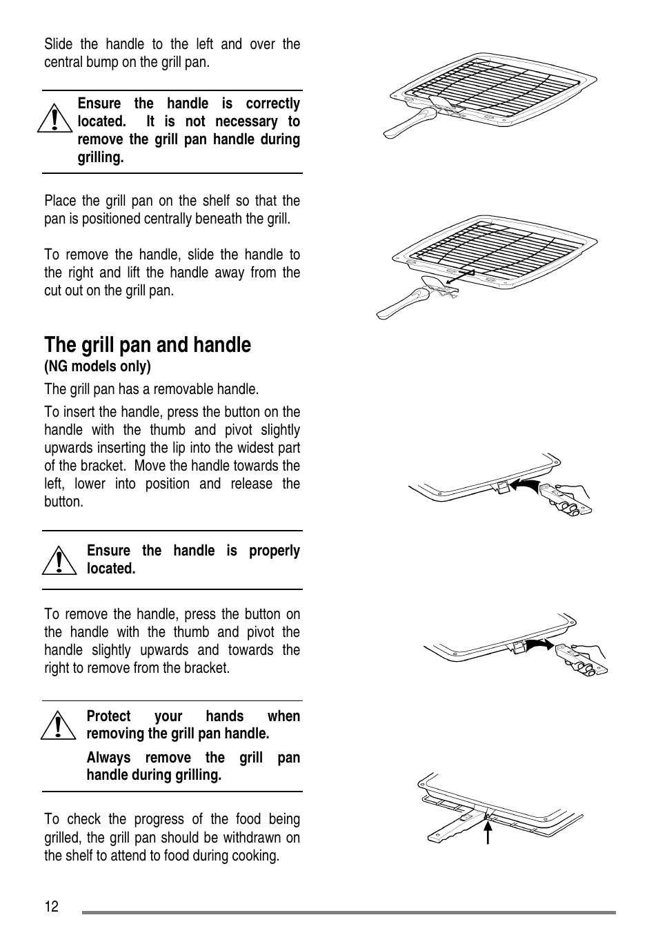 The grill pan and handle | Tricity Bendix SG550/1 User Manual | Page 12 / 44
