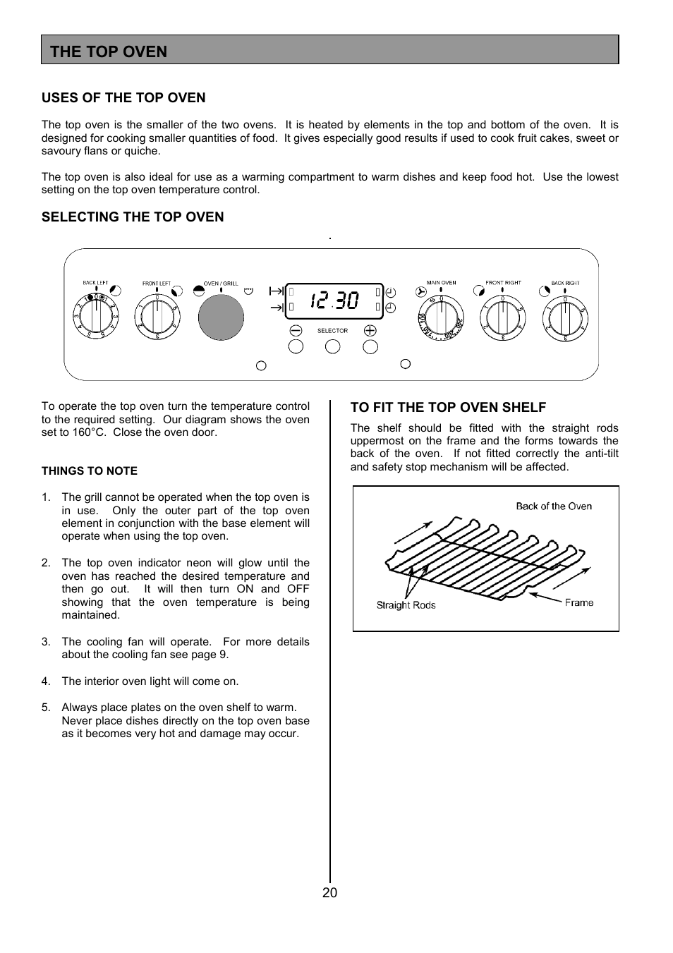 The top oven | Tricity Bendix SE556 User Manual | Page 20 / 36