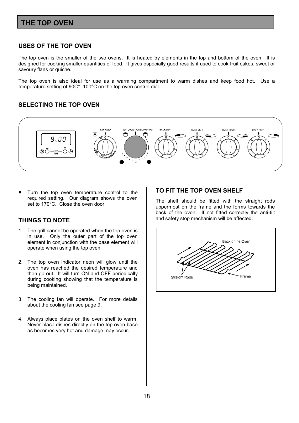 The top oven | Tricity Bendix SIE324 User Manual | Page 18 / 32