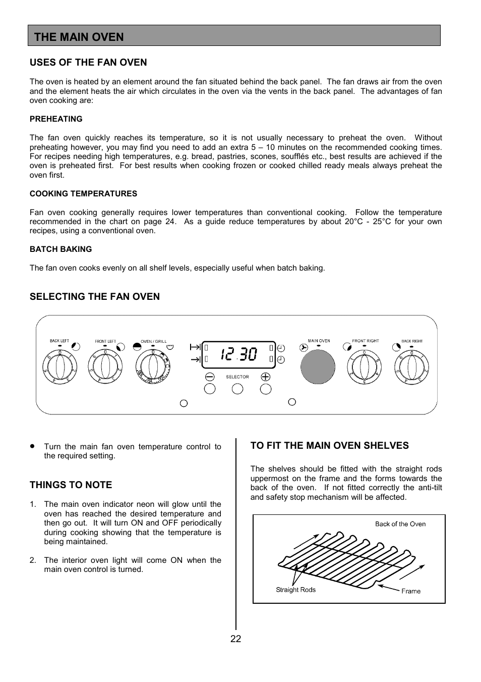 The main oven | Tricity Bendix CSE560 User Manual | Page 22 / 36
