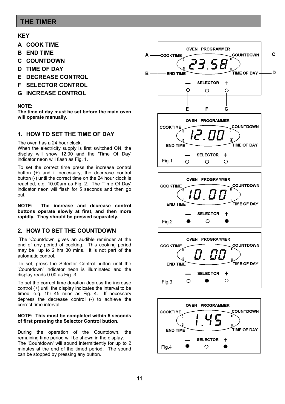 The timer | Tricity Bendix SIE454 User Manual | Page 11 / 36