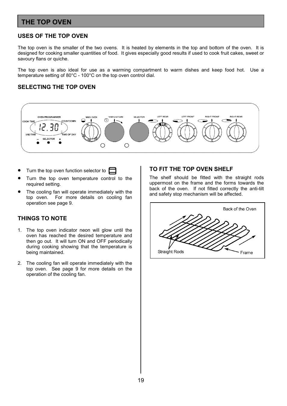 The top oven | Tricity Bendix SIE454 User Manual | Page 19 / 36