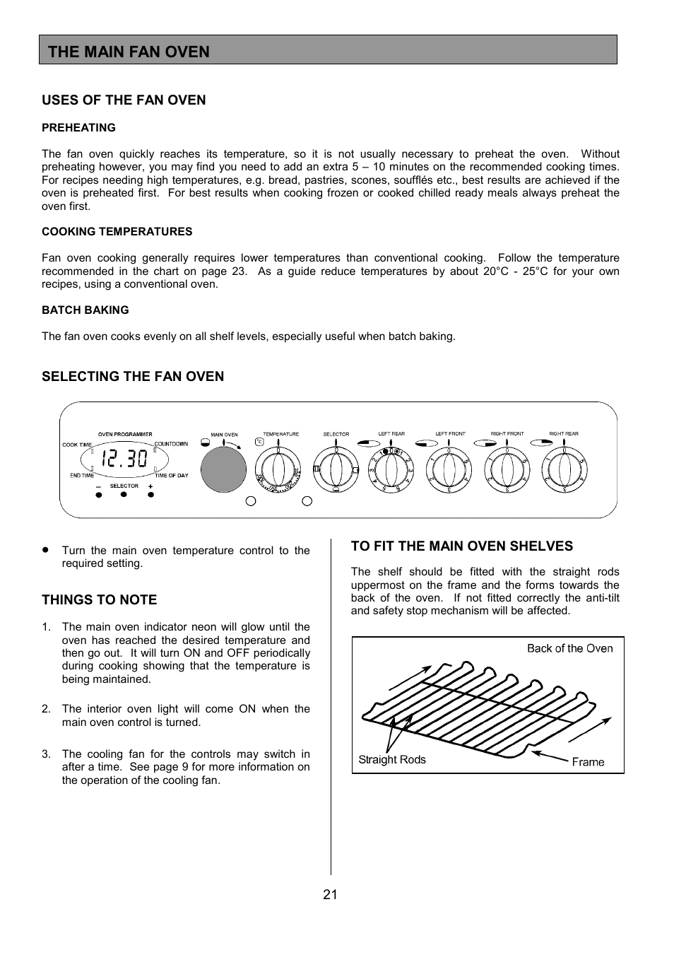 The main fan oven | Tricity Bendix SIE454 User Manual | Page 21 / 36