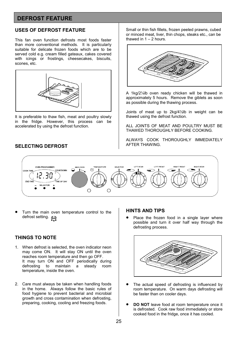 Defrost feature | Tricity Bendix SIE454 User Manual | Page 25 / 36