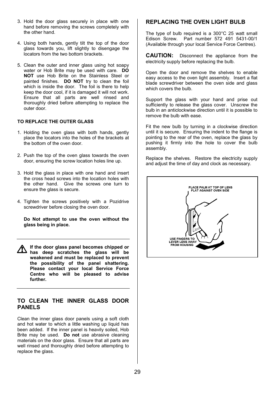 Tricity Bendix SIE454 User Manual | Page 29 / 36