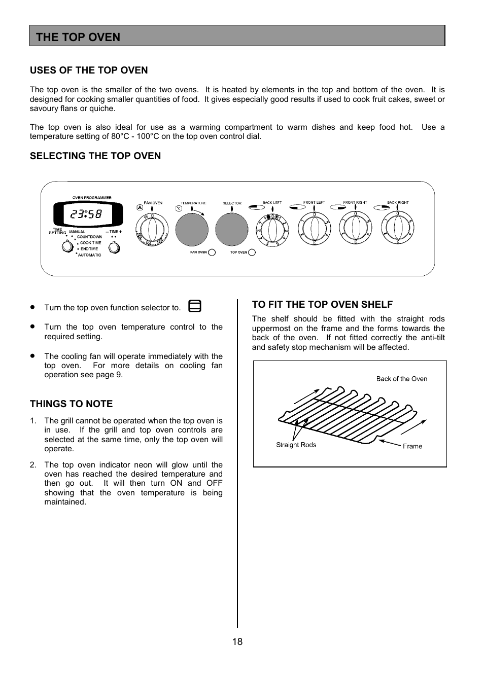 The top oven | Tricity Bendix SIE505X User Manual | Page 18 / 32