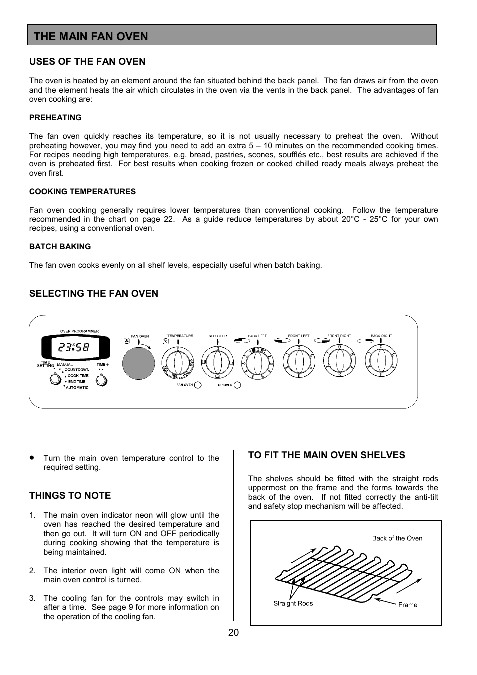 The main fan oven | Tricity Bendix SIE505X User Manual | Page 20 / 32