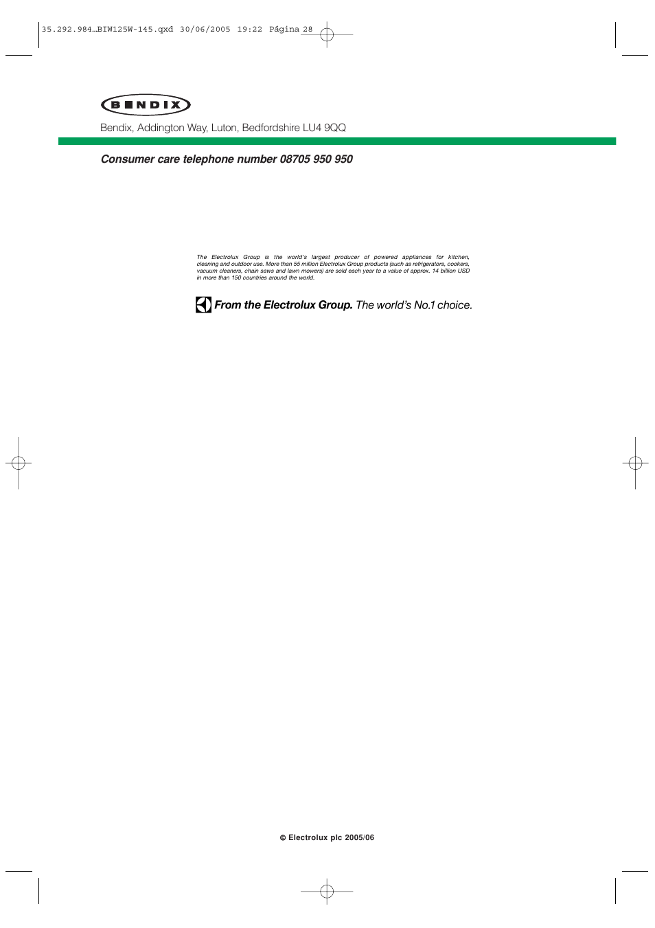 Tricity Bendix BIW 145 W User Manual | Page 28 / 28