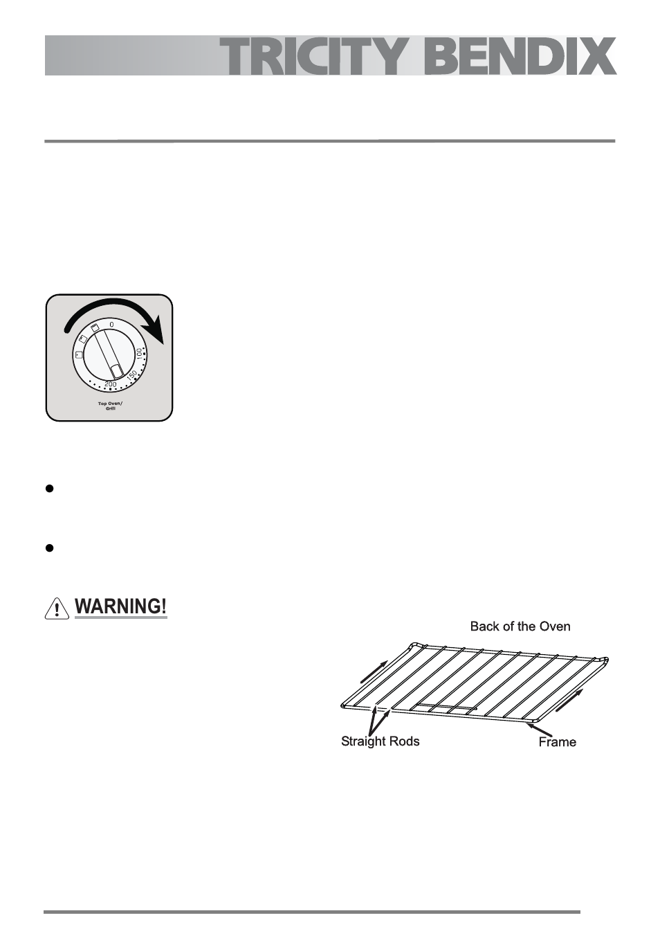 The top oven, Using the top oven, Warning | Tricity Bendix U30352 SE558 User Manual | Page 17 / 40