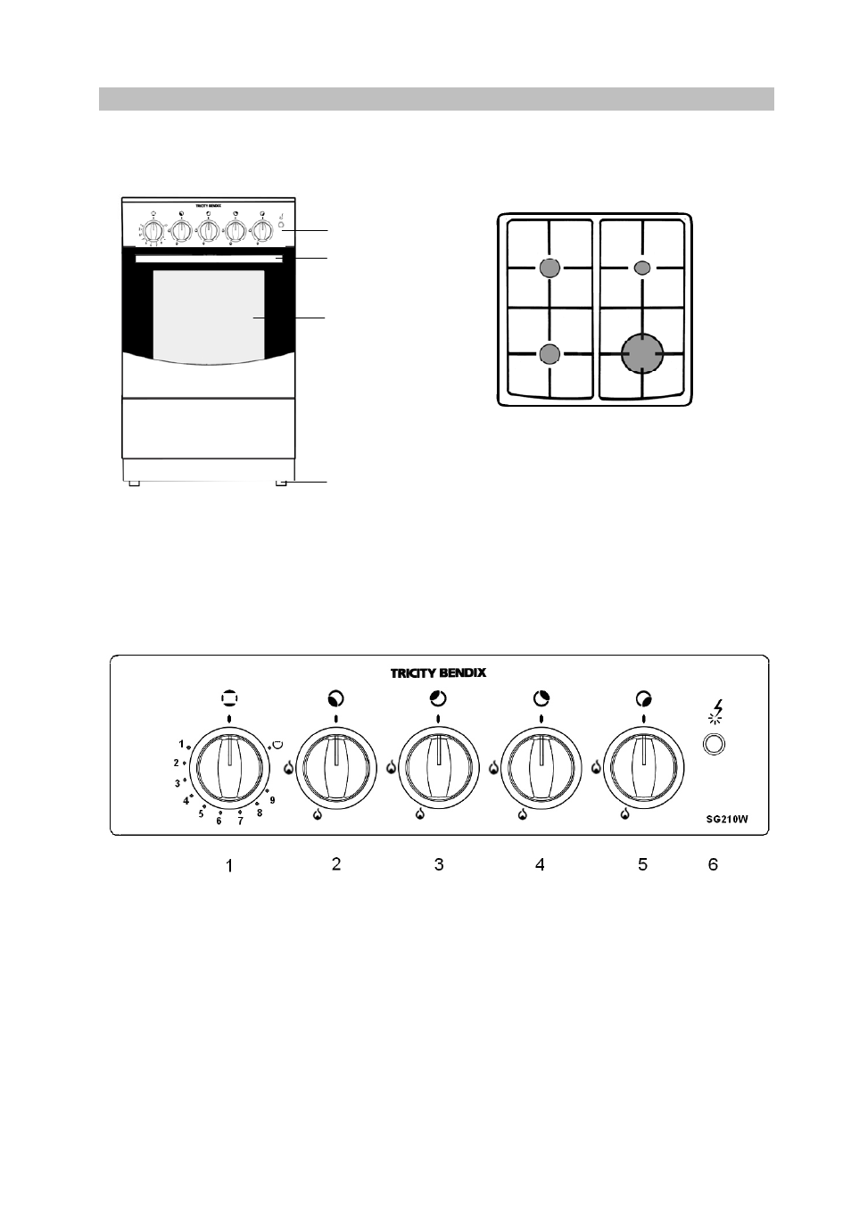 Description of the appliance, Control panel | Tricity Bendix SG 210 User Manual | Page 5 / 28