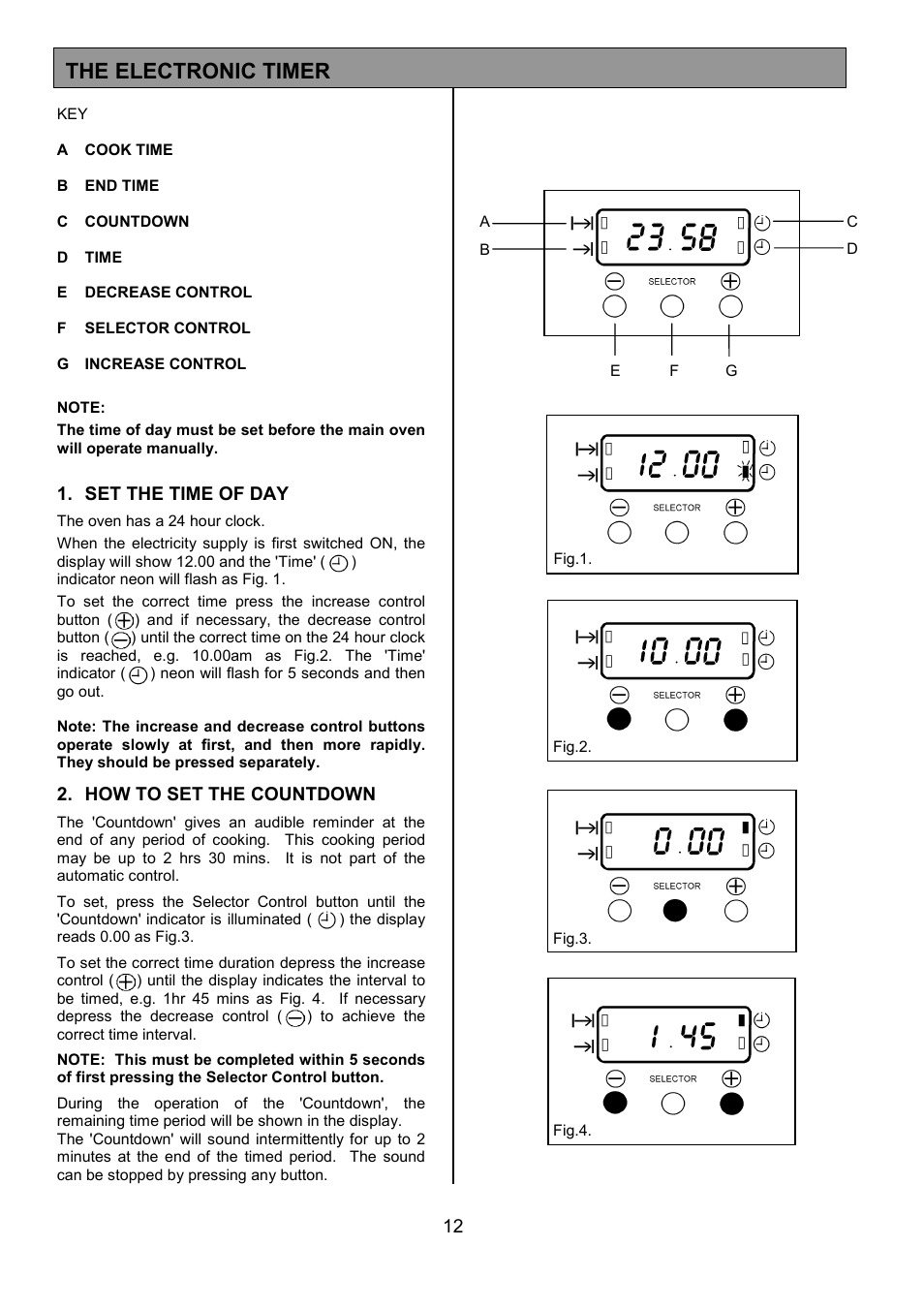 The electronic timer | Tricity Bendix SIE556 User Manual | Page 12 / 36