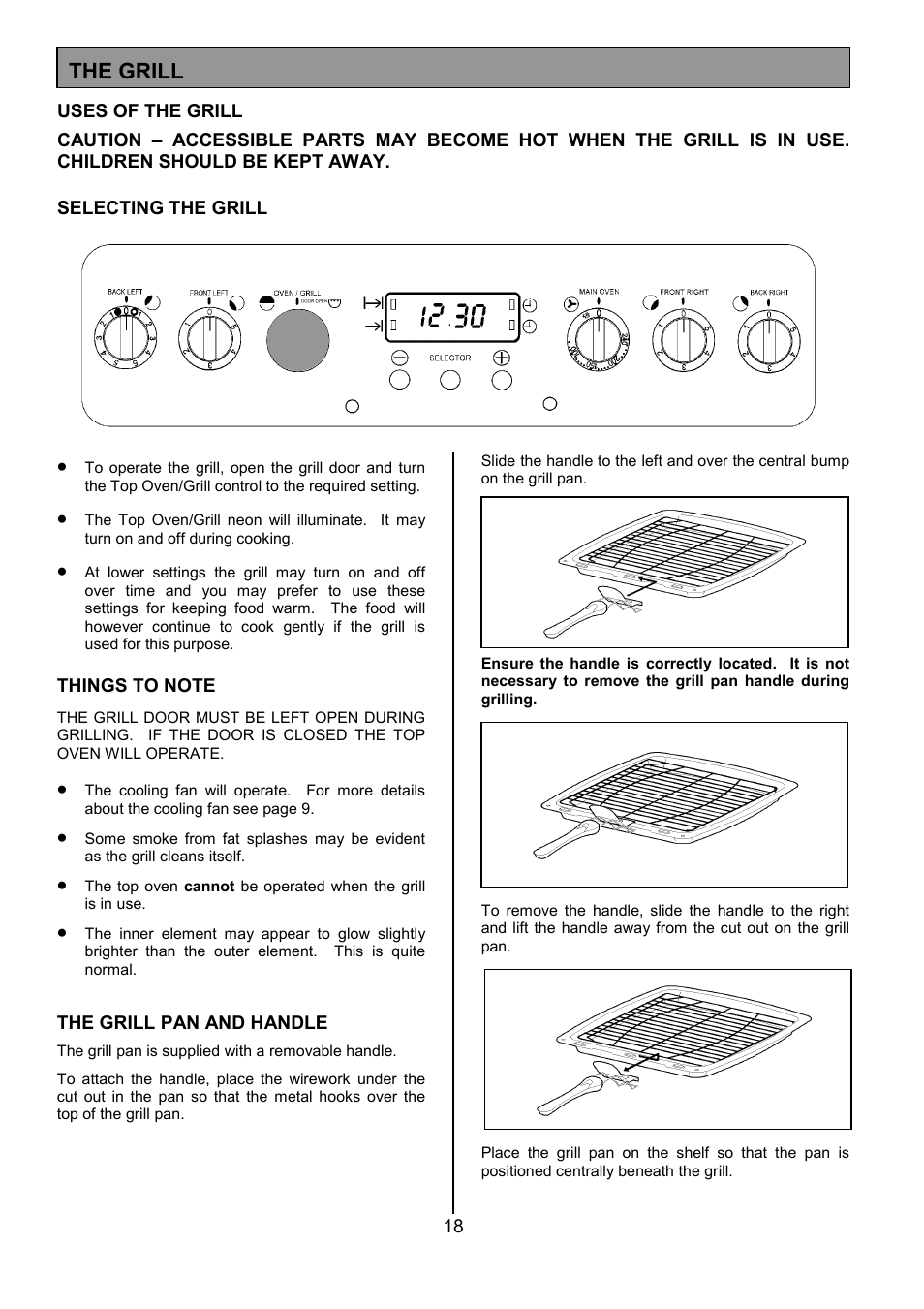 The grill | Tricity Bendix SIE556 User Manual | Page 18 / 36