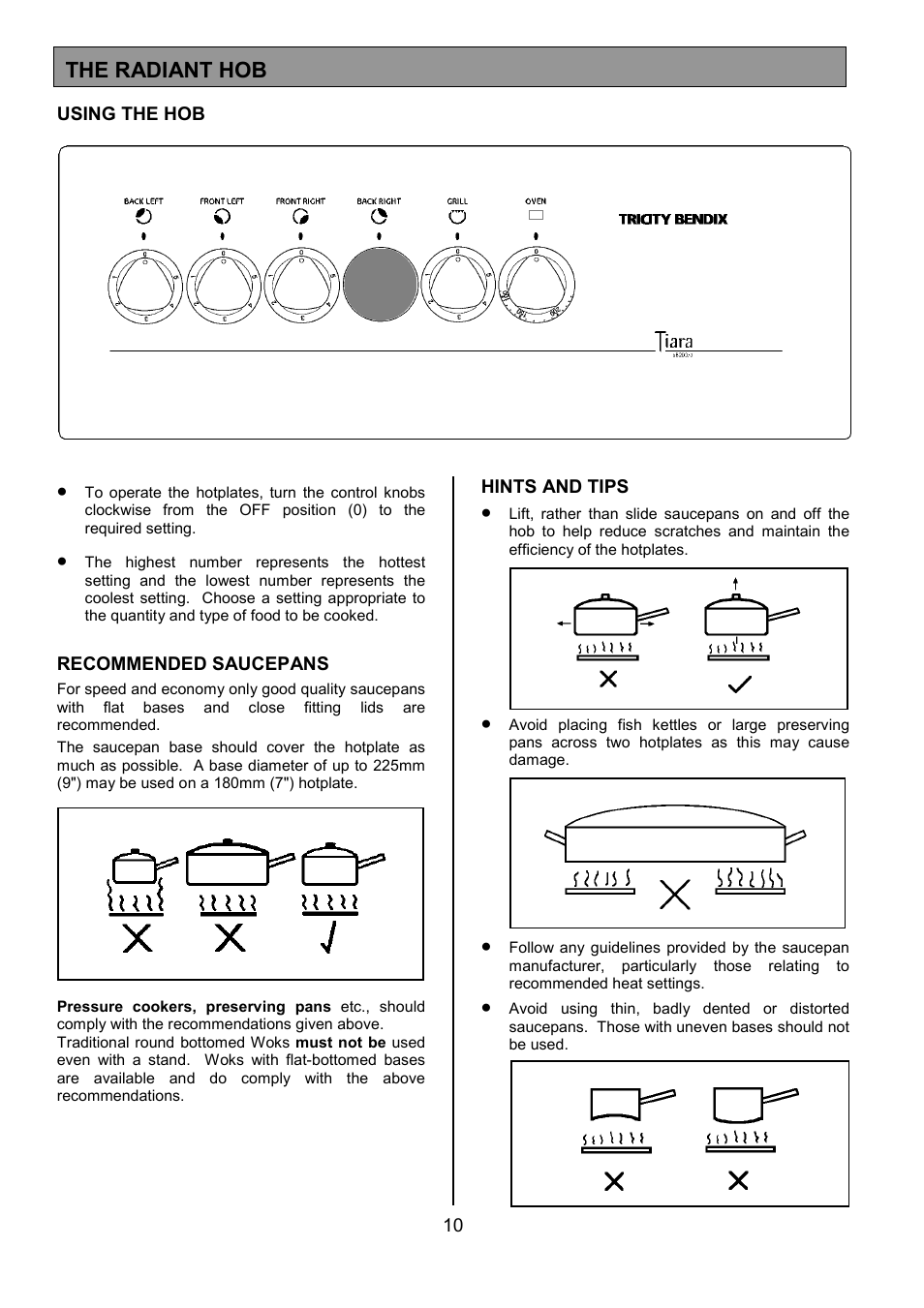 The radiant hob | Tricity Bendix SB200/3 User Manual | Page 10 / 24