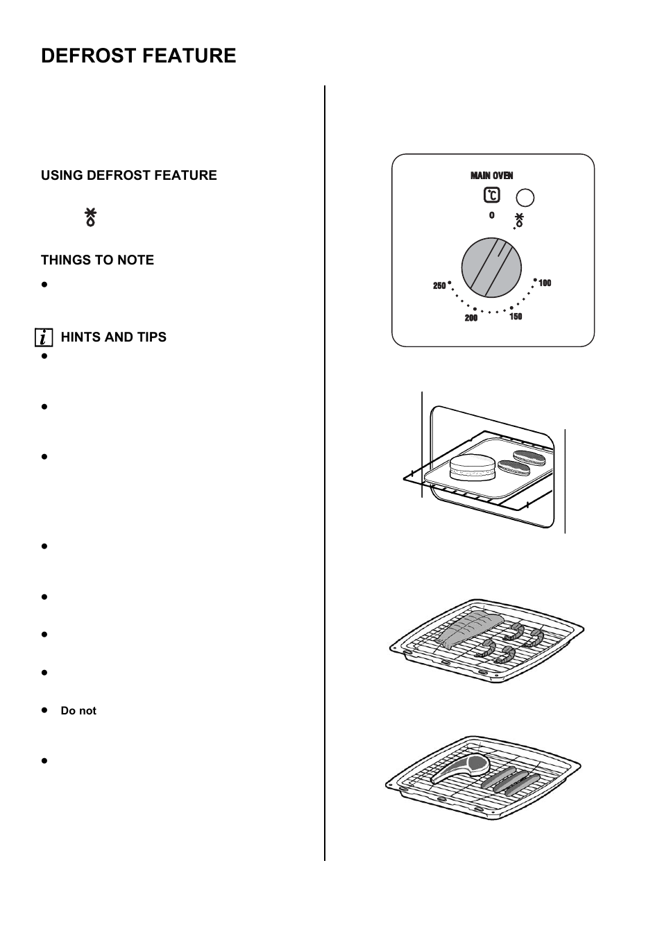 Defrost feature | Tricity Bendix TBD950 User Manual | Page 18 / 36