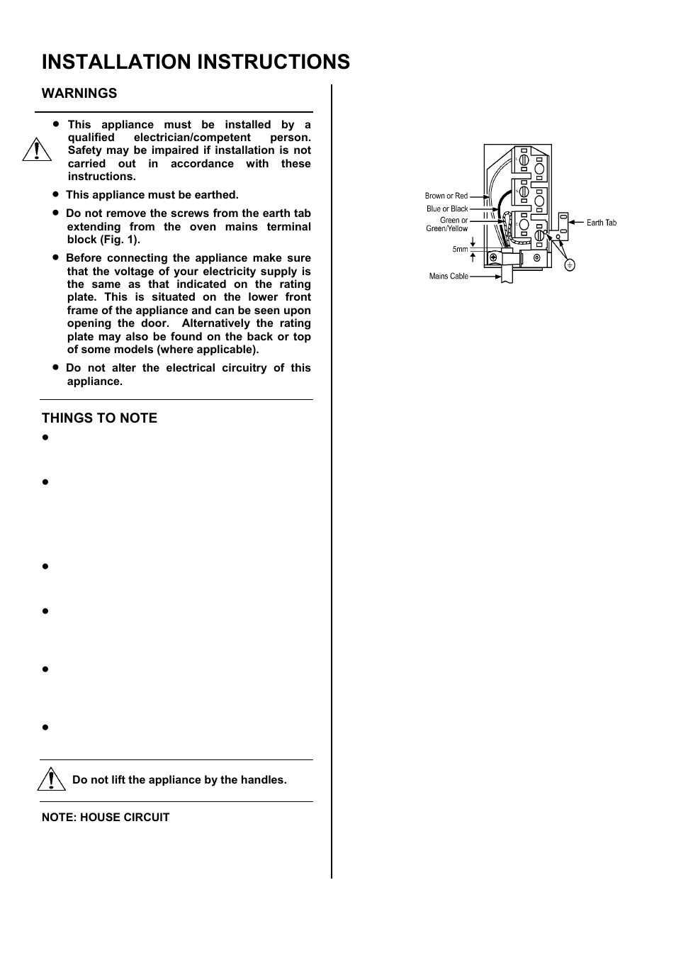 Installation instructions | Tricity Bendix TBD950 User Manual | Page 27 / 36