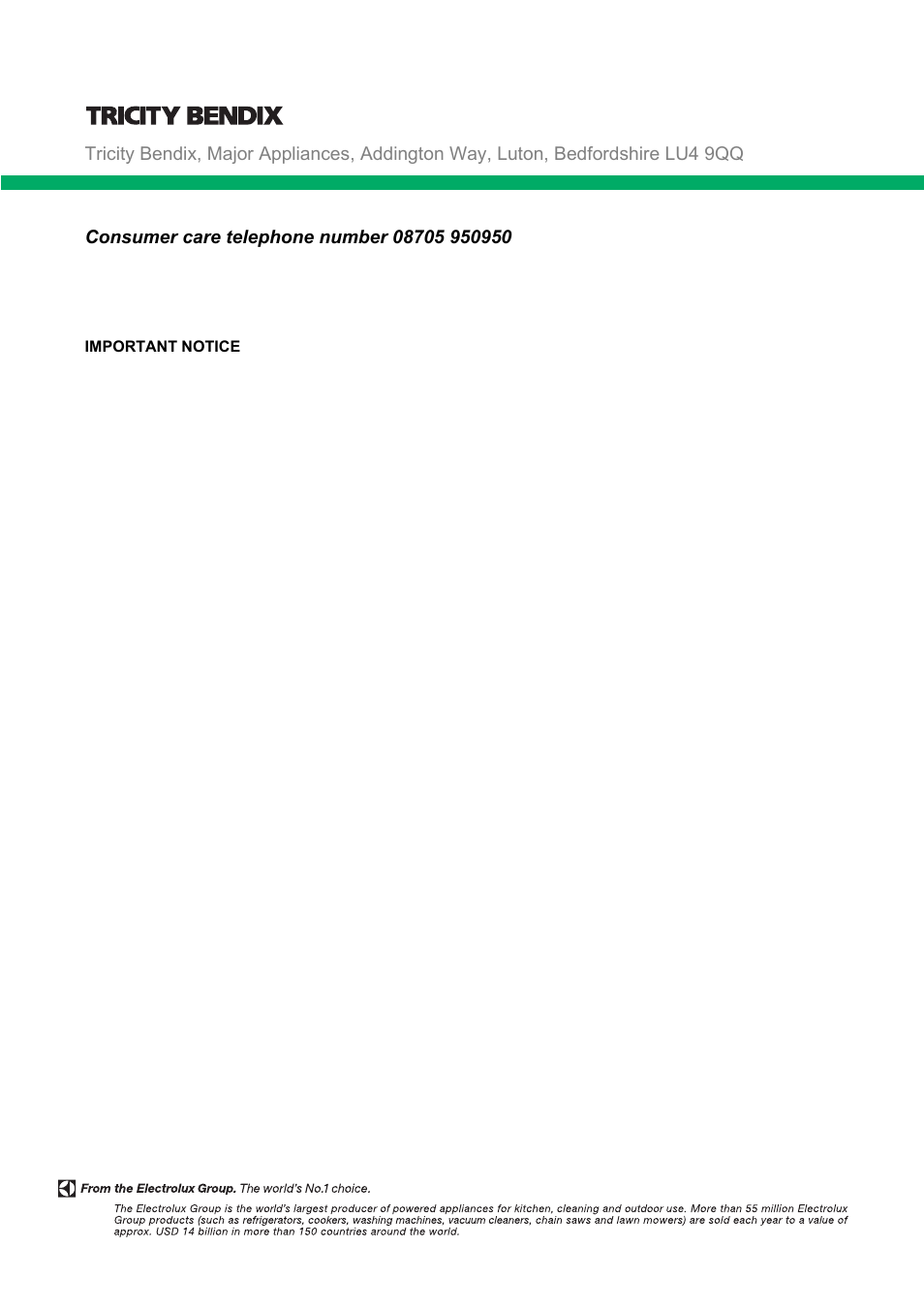 Tricity Bendix TBD950 User Manual | Page 36 / 36