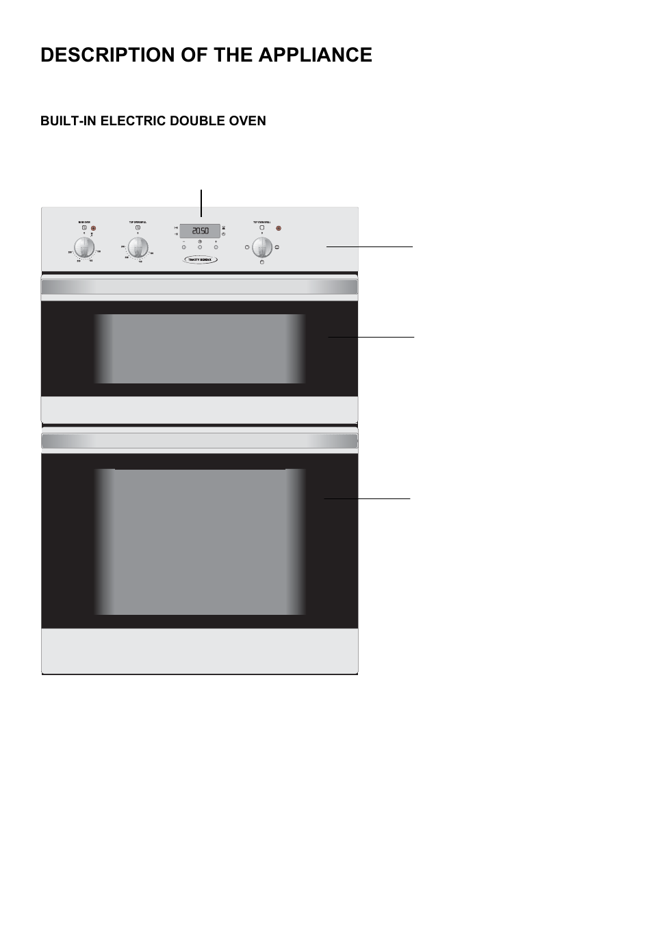 Description of the appliance | Tricity Bendix TBD950 User Manual | Page 4 / 36