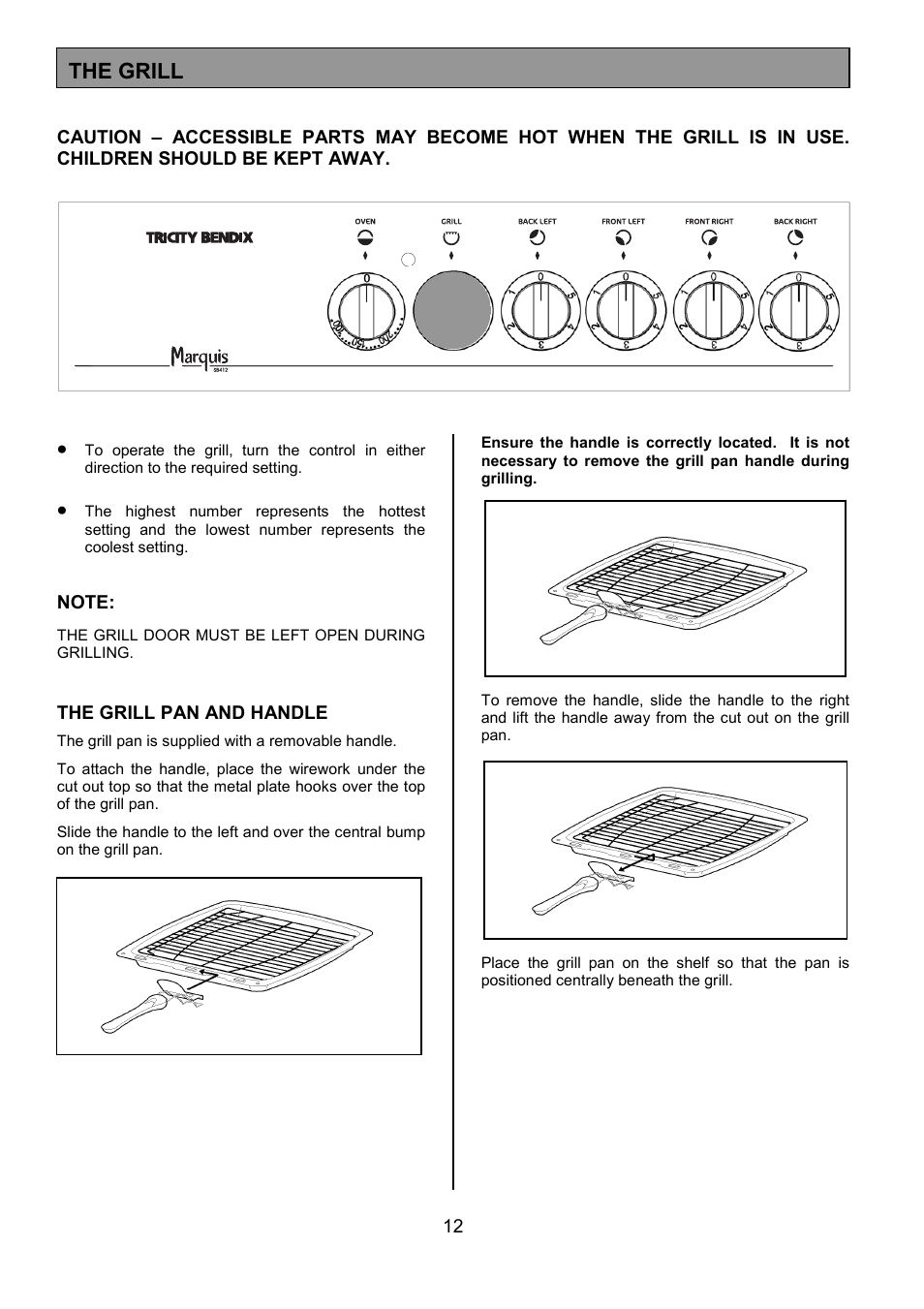The grill | Tricity Bendix SB412 User Manual | Page 12 / 24