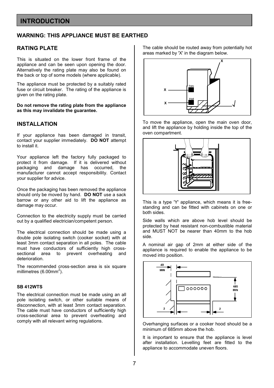 Introduction | Tricity Bendix SB412 User Manual | Page 7 / 24
