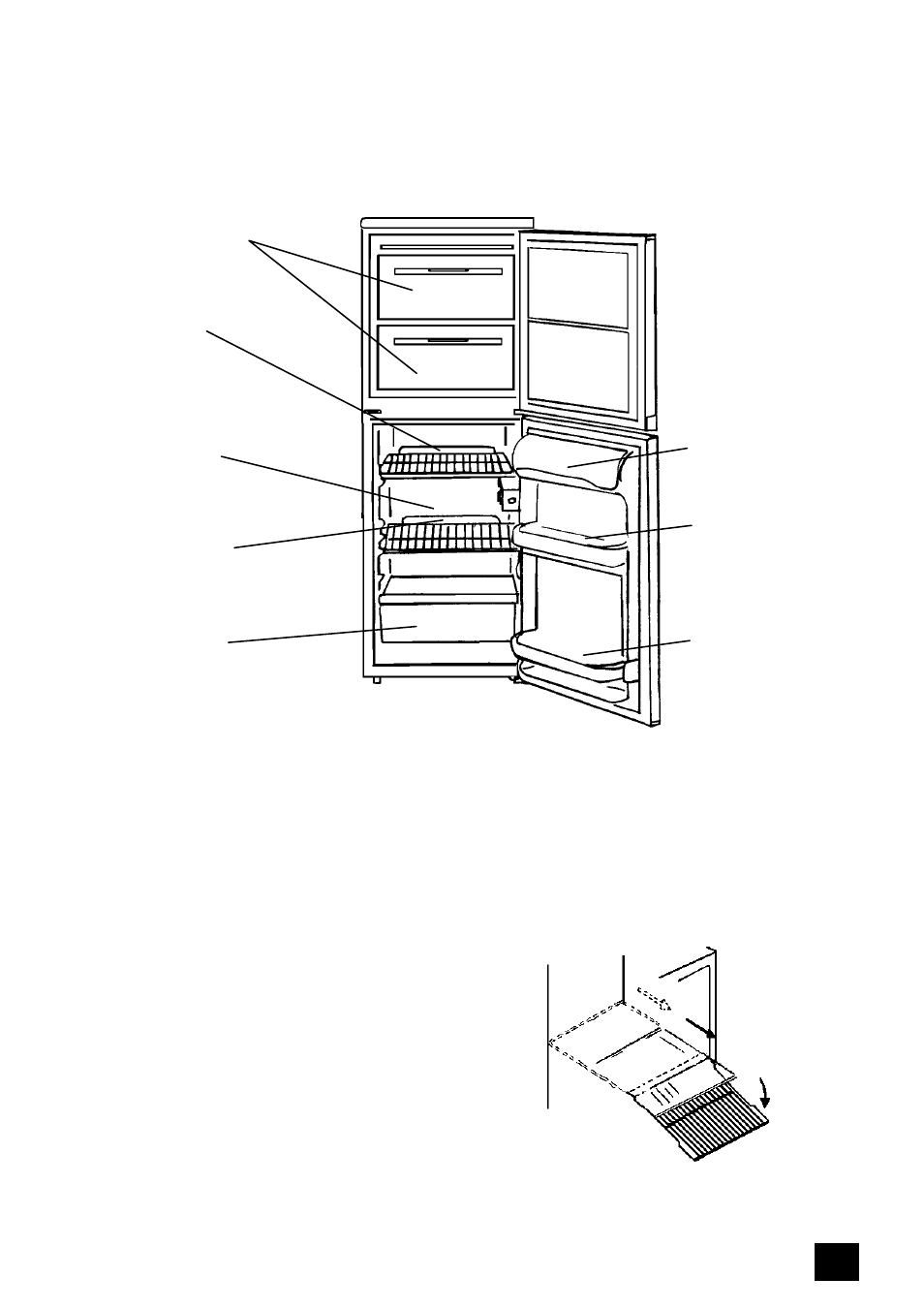 Larder compartment, Storage guide adjustable shelves | Tricity Bendix FD806W User Manual | Page 7 / 24