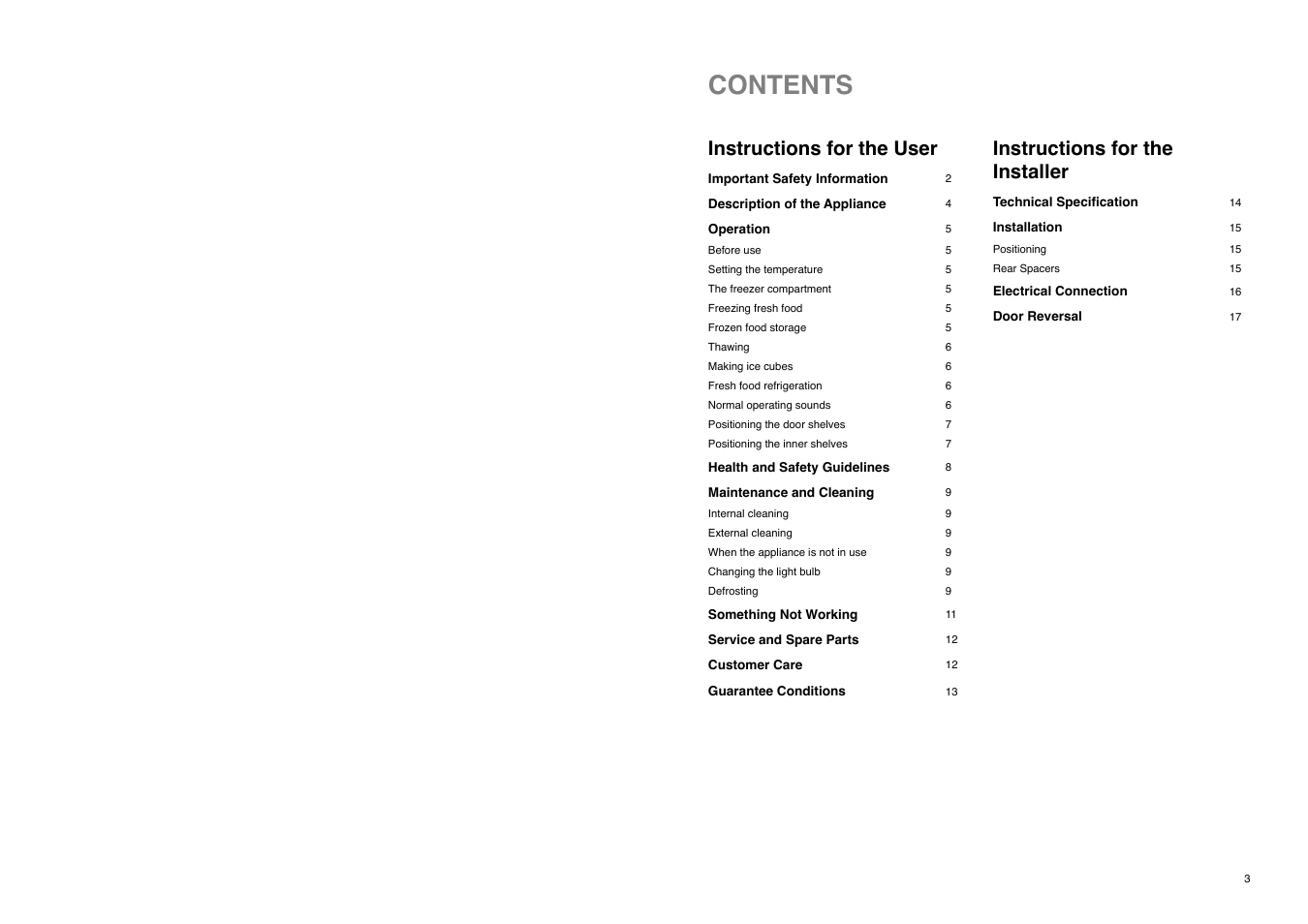 Tricity Bendix TB 114 FF User Manual | Page 3 / 20