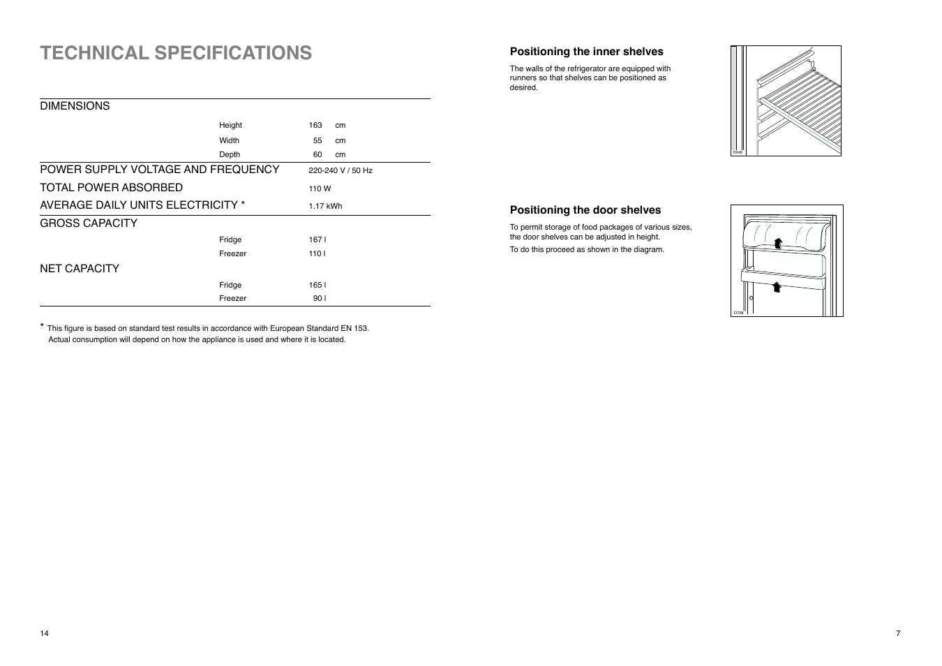 Technical specifications | Tricity Bendix TB 114 FF User Manual | Page 7 / 20