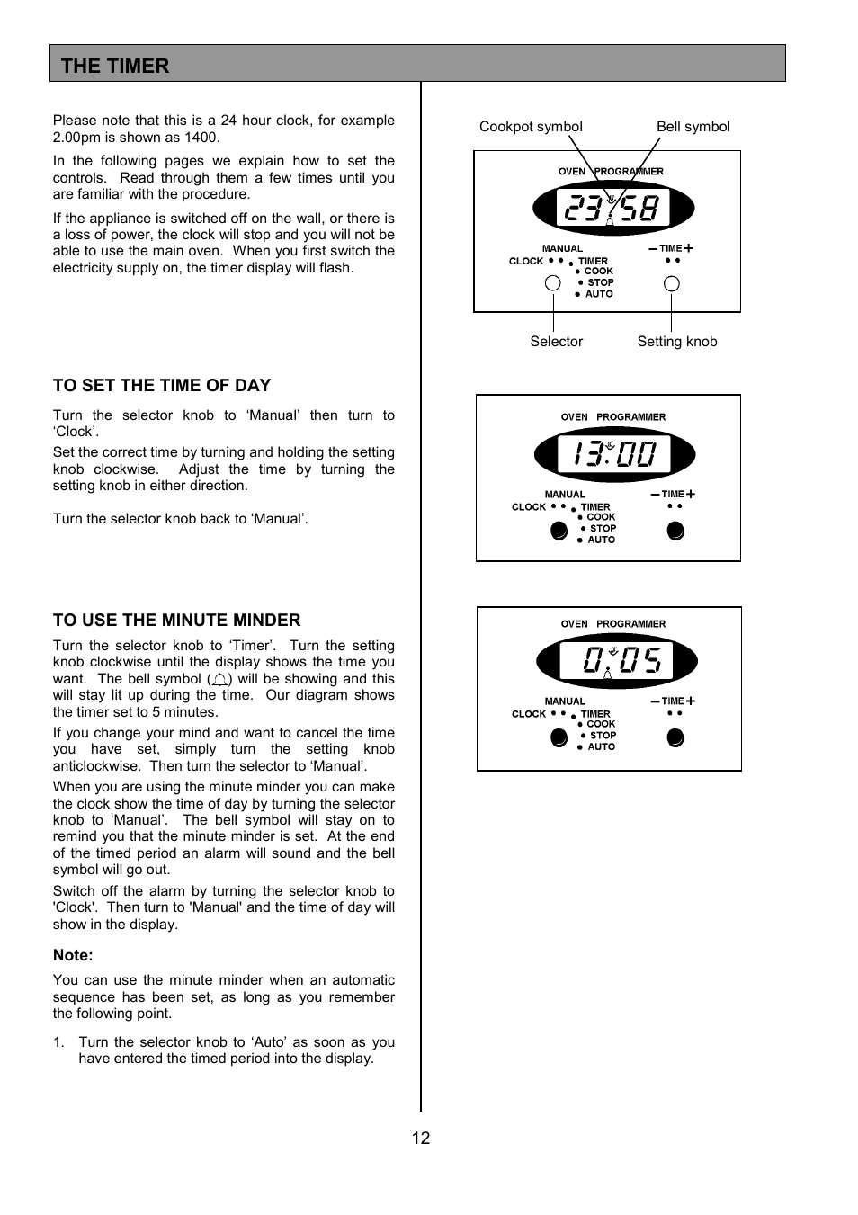 The timer | Tricity Bendix SI505 User Manual | Page 12 / 32