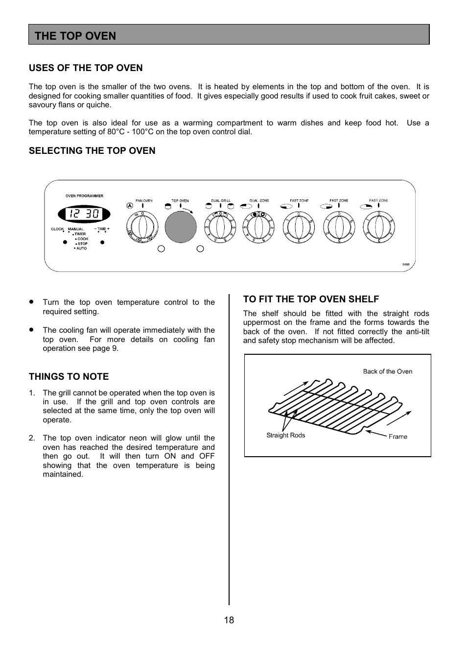 The top oven | Tricity Bendix SI505 User Manual | Page 18 / 32