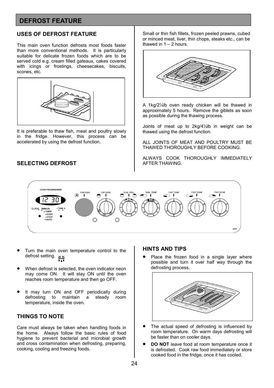 Defrost feature | Tricity Bendix SI505 User Manual | Page 24 / 32