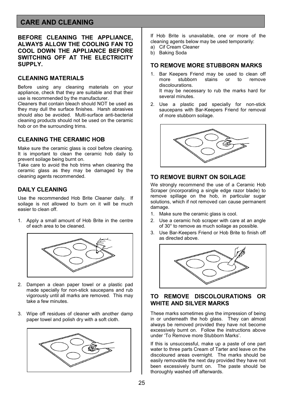 Care and cleaning | Tricity Bendix SI505 User Manual | Page 25 / 32