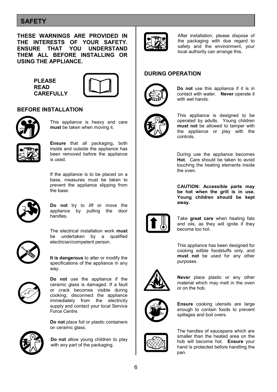 Safety | Tricity Bendix SI505 User Manual | Page 6 / 32