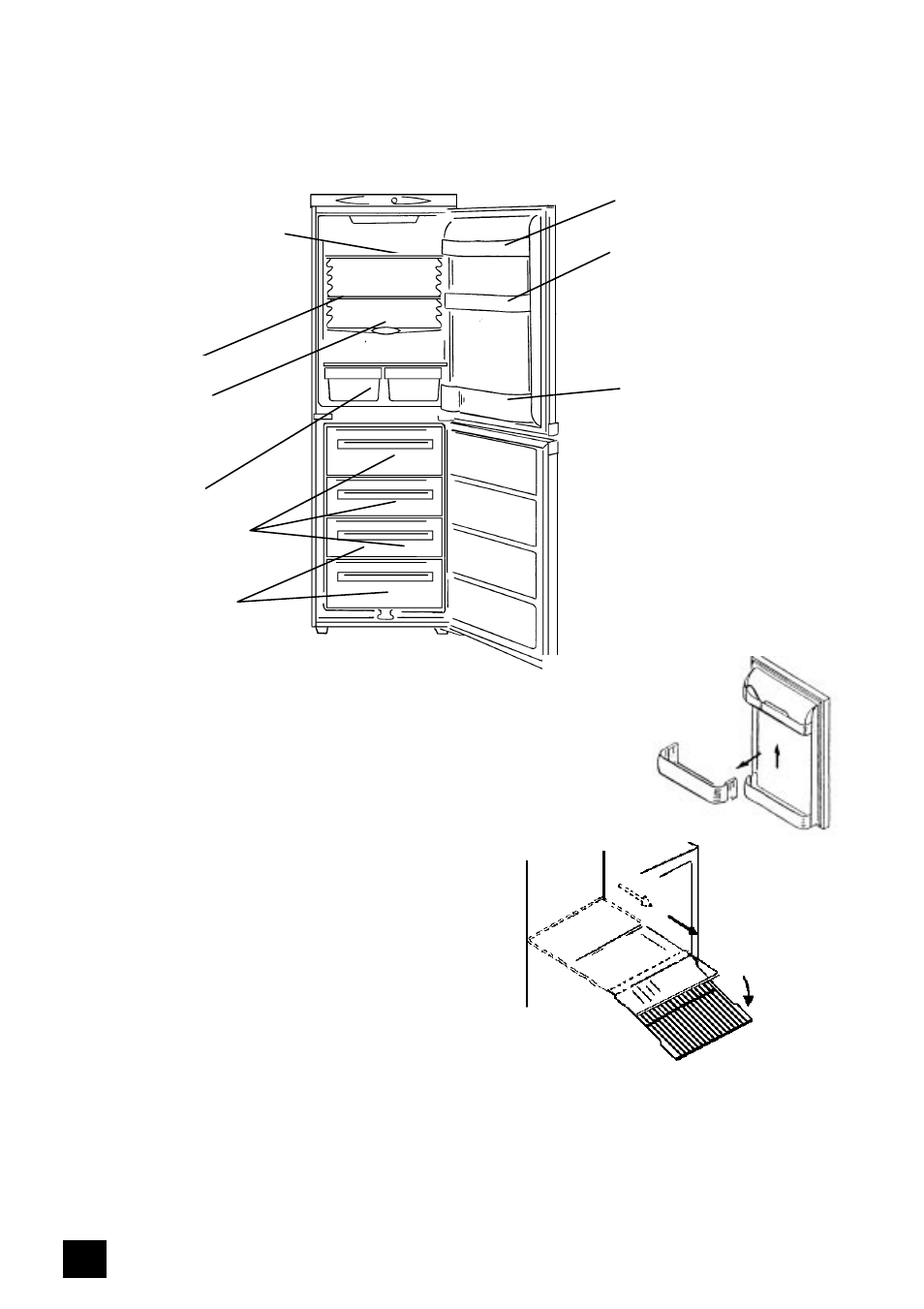 Larder compartment, Storage guide adjustable shelves | Tricity Bendix FDF107W User Manual | Page 8 / 24