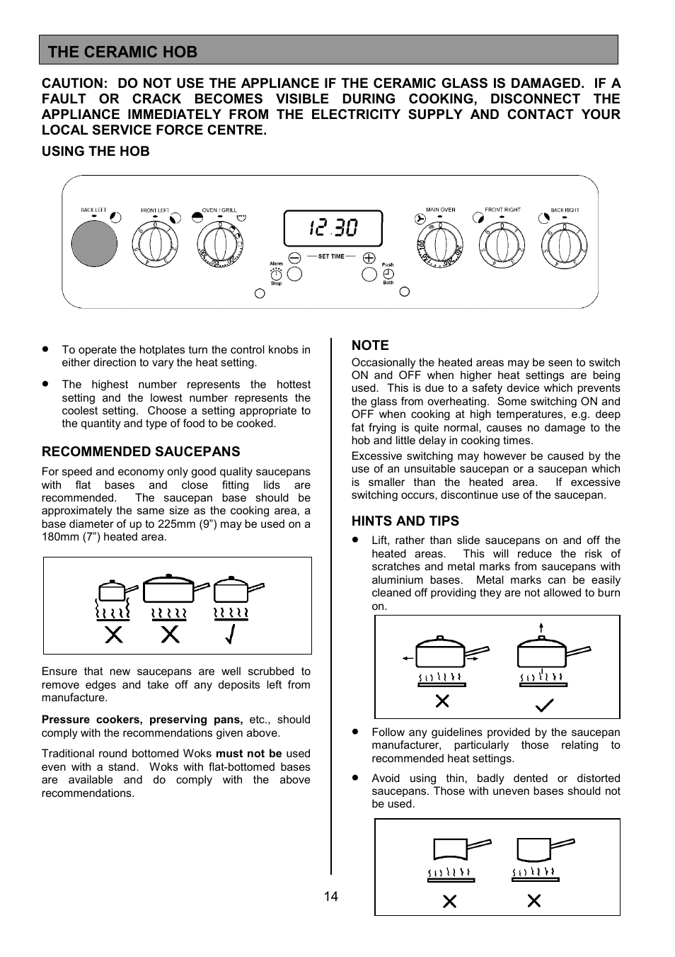 The ceramic hob | Tricity Bendix CSE551 User Manual | Page 14 / 32