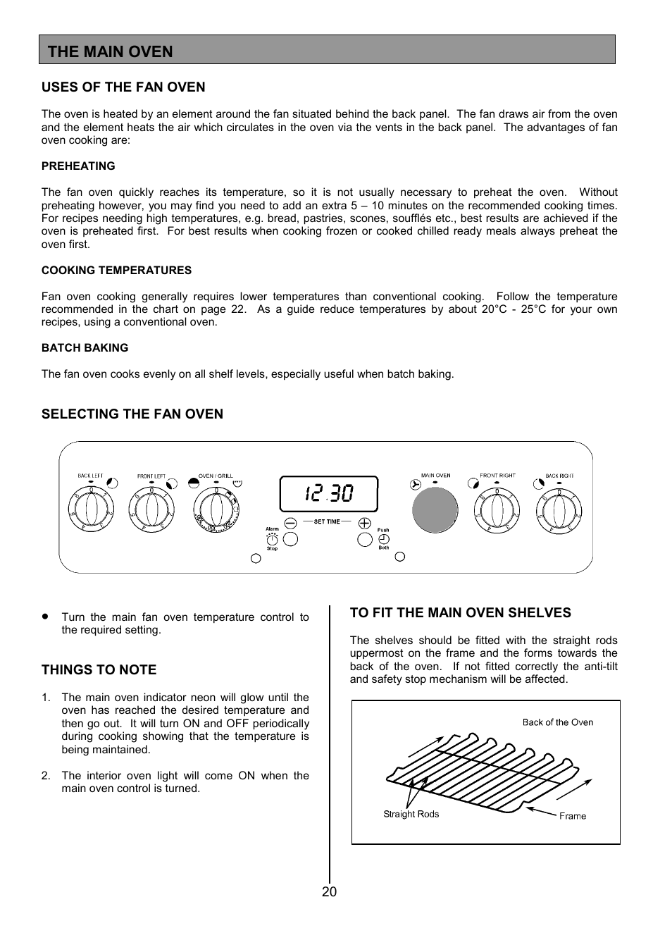 The main oven | Tricity Bendix CSE551 User Manual | Page 20 / 32