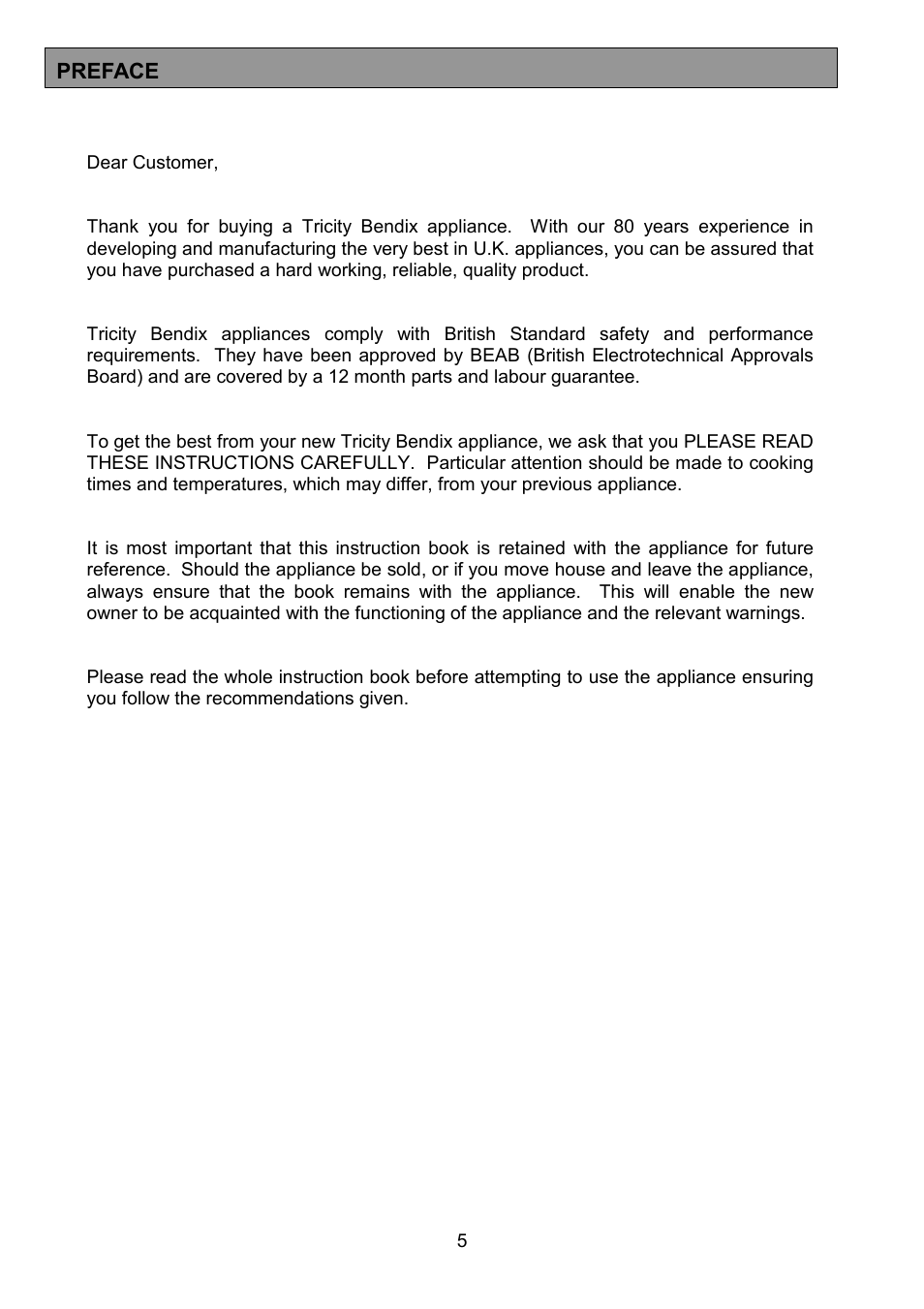 Tricity Bendix CSE551 User Manual | Page 5 / 32