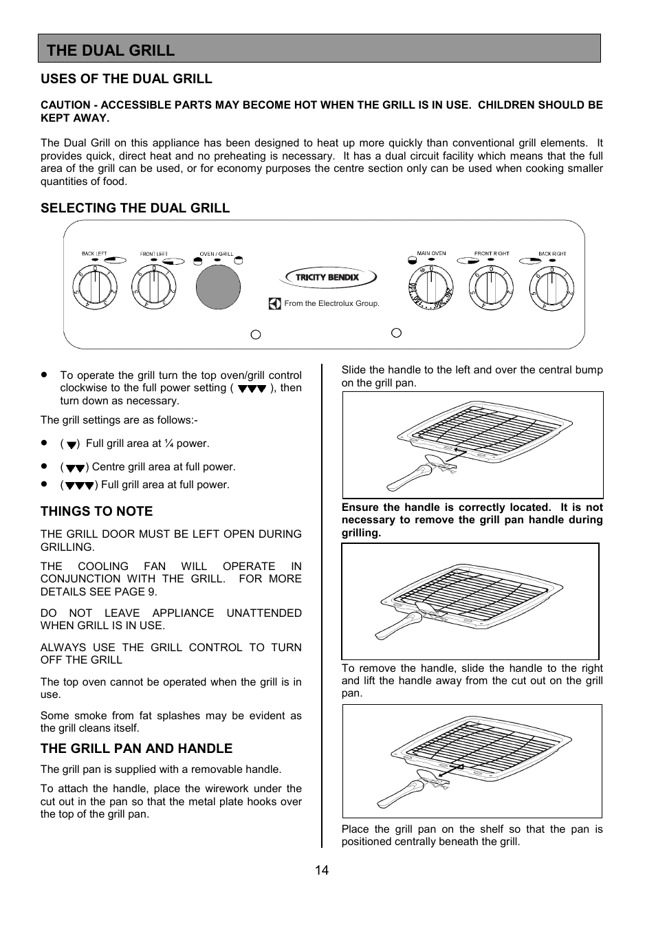 The dual grill | Tricity Bendix SE550 User Manual | Page 14 / 32