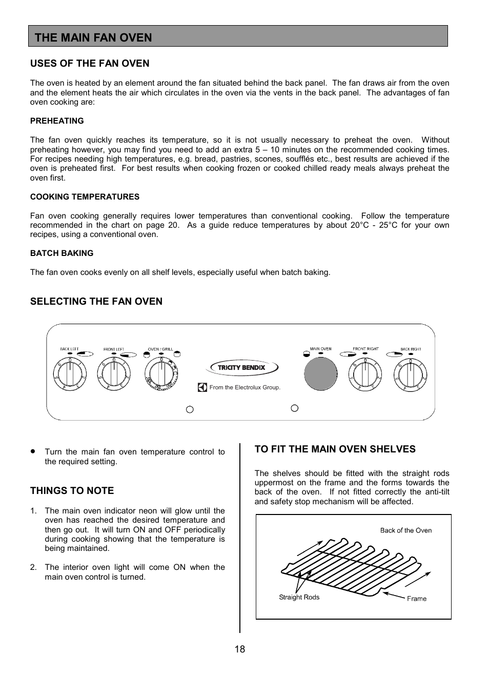 The main fan oven | Tricity Bendix SE550 User Manual | Page 18 / 32