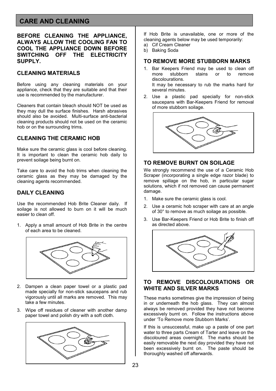 Care and cleaning | Tricity Bendix SE550 User Manual | Page 23 / 32